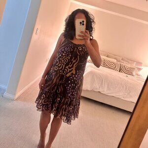 Diane Von Furstenberg brown and purple print dress